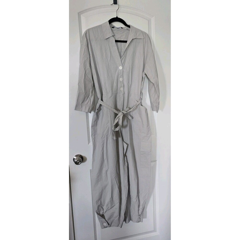 Zara Oversized  Windbreaker  Utility Cargo Jumpsuit SZ XL Button Cuff